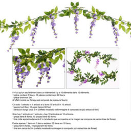 10 Pack Artificial Wisteria Garlands, Artificial Flower Garland, Hanging Wisteria Flowers For Wedding, Party, Garden (Purple) - thumbnail 2
