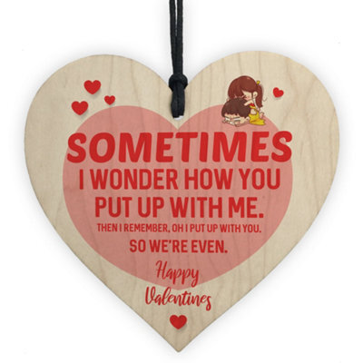 Red Ocean Valentines Day Funny Wooden Hanging Heart Gift For Boyfriend Girlfriend Novelty Gift For Her Him, - image 1