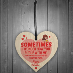 Red Ocean Valentines Day Funny Wooden Hanging Heart Gift For Boyfriend Girlfriend Novelty Gift For Her Him, - thumbnail 2