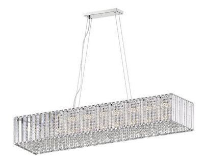 Luminosa Lighting Luminosa Diore 11 Light Oblong Chrome Crystal Bar Pendant Ceiling Light