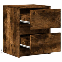 Berkfield Bedside Cabinets With Led Lights 2 Pcs Smoked Oak Engineered Wood - thumbnail 9
