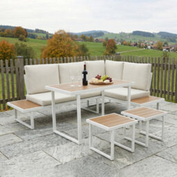 More4Homes Amalfi Garden Dining Set 6 Seater Outdoor Corner Dining Furniture With Table And Cover (Beige) - thumbnail 2