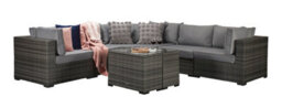 Signature Weave Jessica Wicker Large Corner Sofa & Footstool & End Tables Grey - thumbnail 6