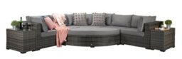 Signature Weave Jessica Wicker Large Corner Sofa & Footstool & End Tables Grey - thumbnail 8
