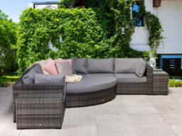 Signature Weave Jessica Wicker Large Corner Sofa & Footstool & End Tables Grey - thumbnail 2