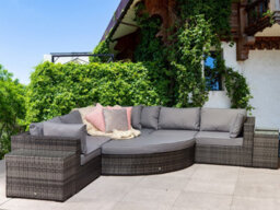 Signature Weave Jessica Wicker Large Corner Sofa & Footstool & End Tables Grey