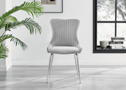 Furniturebox Uk Novara Chrome Metal Round Glass Dining Table And 4 Light Grey Nora Silver Leg Chairs - thumbnail 6