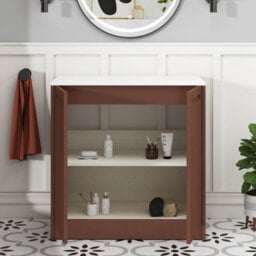 Royal Bathrooms Royal Bathroom Elmore 800mm Terracotta Clay Freestanding Bathroom Vanity Unit 2 Door Plain White Worktop With Round Basin - thumbnail 6