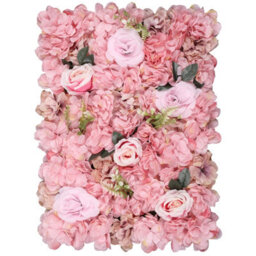 Neel Blue Artificial Flower Wall Backdrop Panel, 60Cm X 40Cm, Dusty Pink With Leaves - thumbnail 5