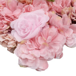 Neel Blue Artificial Flower Wall Backdrop Panel, 60Cm X 40Cm, Dusty Pink With Leaves - thumbnail 4