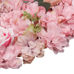 Neel Blue Artificial Flower Wall Backdrop Panel, 60Cm X 40Cm, Dusty Pink With Leaves - thumbnail 3