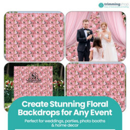 Neel Blue Artificial Flower Wall Backdrop Panel, 60Cm X 40Cm, Dusty Pink With Leaves - thumbnail 9
