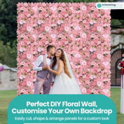 Neel Blue Artificial Flower Wall Backdrop Panel, 60Cm X 40Cm, Dusty Pink With Leaves - thumbnail 8