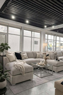 Home & Love Luxury Bishop U Shape Cinema Sofa Scatterback Corner Sofa - Luxe Cream