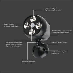Pack Of 2 Outdoor Battery Operated Pir Motion Sensor Led Security Floodlight Spotlights - thumbnail 6