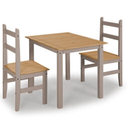 Mews Corona Dining Table Set 2 Seater Grey Solid Mexican Pine Wood Dining Table With 2 Chairs - thumbnail 4