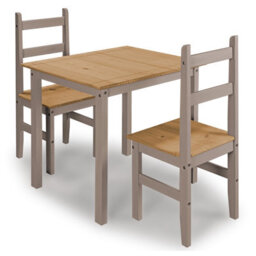 Mews Corona Dining Table Set 2 Seater Grey Solid Mexican Pine Wood Dining Table With 2 Chairs - thumbnail 3