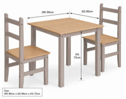 Mews Corona Dining Table Set 2 Seater Grey Solid Mexican Pine Wood Dining Table With 2 Chairs - thumbnail 5