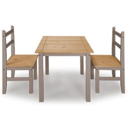 Mews Corona Dining Table Set 2 Seater Grey Solid Mexican Pine Wood Dining Table With 2 Chairs - thumbnail 2
