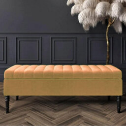 Safar 150Cm Ottoman Storage Bench - Plush Velvet Shoe Bench - Mink Lined Upholstery Storage Footstool
