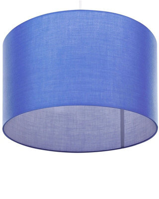 Wyld And Coco Lumicasa Pendant Lamp With Blue Fabric Drum Shade, 1-Light Ceiling Fixture, Warm White Diffused Light, W48 X H157 Cm - image 1