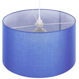 Wyld And Coco Lumicasa Pendant Lamp With Blue Fabric Drum Shade, 1-Light Ceiling Fixture, Warm White Diffused Light, W48 X H157 Cm - thumbnail 4