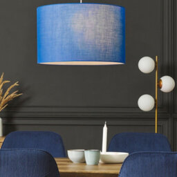 Wyld And Coco Lumicasa Pendant Lamp With Blue Fabric Drum Shade, 1-Light Ceiling Fixture, Warm White Diffused Light, W48 X H157 Cm - thumbnail 2