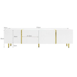 Btm High Gloss Tv Cabinet With Four Doors Modern Simple Design In White Living Room Storage Unit - thumbnail 6