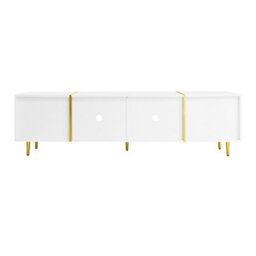 Btm High Gloss Tv Cabinet With Four Doors Modern Simple Design In White Living Room Storage Unit - thumbnail 9