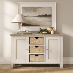 Farro Basket Coconut Large Sideboard With Washed Oak Top - Fully Assembled - By Roseland Furniture - thumbnail 8