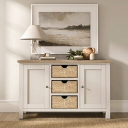 Farro Basket Coconut Large Sideboard With Washed Oak Top - Fully Assembled - By Roseland Furniture - thumbnail 2