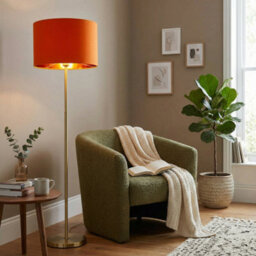 Happy Homewares Contemporary Vivid Orange Cotton 12 Table Base Or Pendant Lamp Shade - thumbnail 6