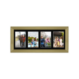 AK Frames 50X20Cm Gold Classic Multi Photo Frame With Black Mount - Holds 4 Apertures (4X) 6X4 Photos - thumbnail 1