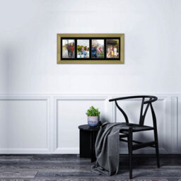AK Frames 50X20Cm Gold Classic Multi Photo Frame With Black Mount - Holds 4 Apertures (4X) 6X4 Photos - thumbnail 3