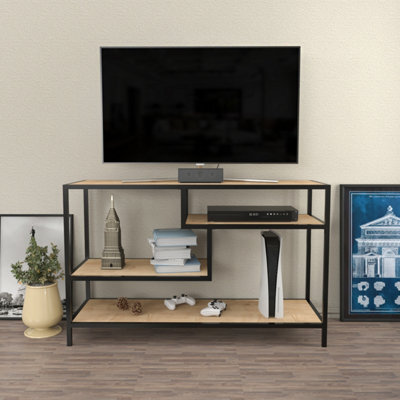 Decorotika Robins Tv Stand Tv Unit Tv Cabinet For Tvs Up To 55 Inches Black And Oak - image 1