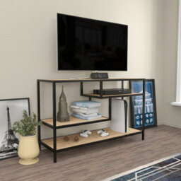 Decorotika Robins Tv Stand Tv Unit Tv Cabinet For Tvs Up To 55 Inches Black And Oak - thumbnail 3
