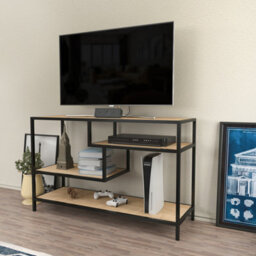 Decorotika Robins Tv Stand Tv Unit Tv Cabinet For Tvs Up To 55 Inches Black And Oak - thumbnail 2