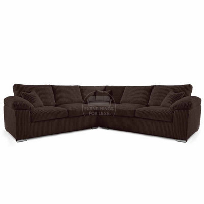 Furnishings For Less UK Delta Large 5 Seater Corner Sofa Chocolate Jumbo Cord