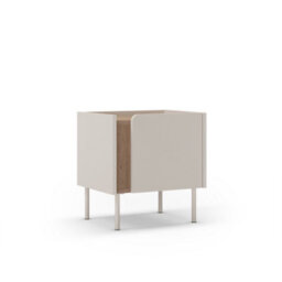 Decortie Norm Modern Bedside Table Nightstand 45Cm Soft-Close Door Storage Metal Legs Natural Oak, Sandstone Bedroom