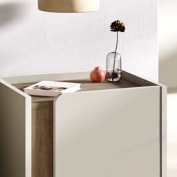 Decortie Norm Modern Bedside Table Nightstand 45Cm Soft-Close Door Storage Metal Legs Natural Oak, Sandstone Bedroom - thumbnail 5