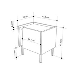 Decortie Norm Modern Bedside Table Nightstand 45Cm Soft-Close Door Storage Metal Legs Natural Oak, Sandstone Bedroom - thumbnail 3