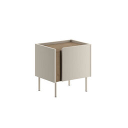 Decortie Norm Modern Bedside Table Nightstand 45Cm Soft-Close Door Storage Metal Legs Natural Oak, Sandstone Bedroom - thumbnail 2