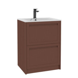 Royal Bathrooms Elmore 600mm Traditional Floor Standing 2 Drawer Bathroom Vanity Unit With Sintered Stone Basin - Terracotta Clay - thumbnail 6