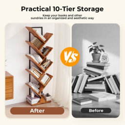 Levede 9 Tier Wooden Bookshelf Tree Bookcase Display Storage Rack Shelves - thumbnail 8