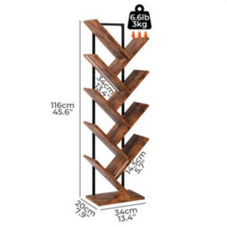 Levede 9 Tier Wooden Bookshelf Tree Bookcase Display Storage Rack Shelves - thumbnail 4