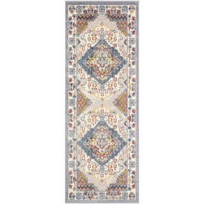 Livabliss Ankara-Vintage Grey Taupe Blue Traditional Boho Living Dining Bedroom Rug 80 X 220 Cm Easy Care, Non Shedding - image 1