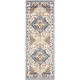 Livabliss Ankara-Vintage Grey Taupe Blue Traditional Boho Living Dining Bedroom Rug 80 X 220 Cm Easy Care, Non Shedding - thumbnail 1