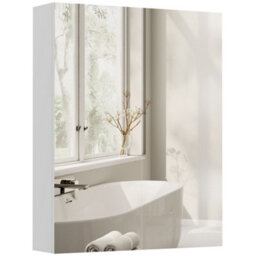 Homcom Wall Mounted Bathroom Mirror Storage Cabinet W/ Door Adjustable Shelf - thumbnail 2