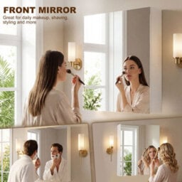 Homcom Wall Mounted Bathroom Mirror Storage Cabinet W/ Door Adjustable Shelf - thumbnail 6