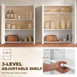 Homcom Wall Mounted Bathroom Mirror Storage Cabinet W/ Door Adjustable Shelf - thumbnail 5